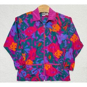 Vintage Nike Elite nylon full zip floral windbreaker jacket womens M (10-12) Y2K